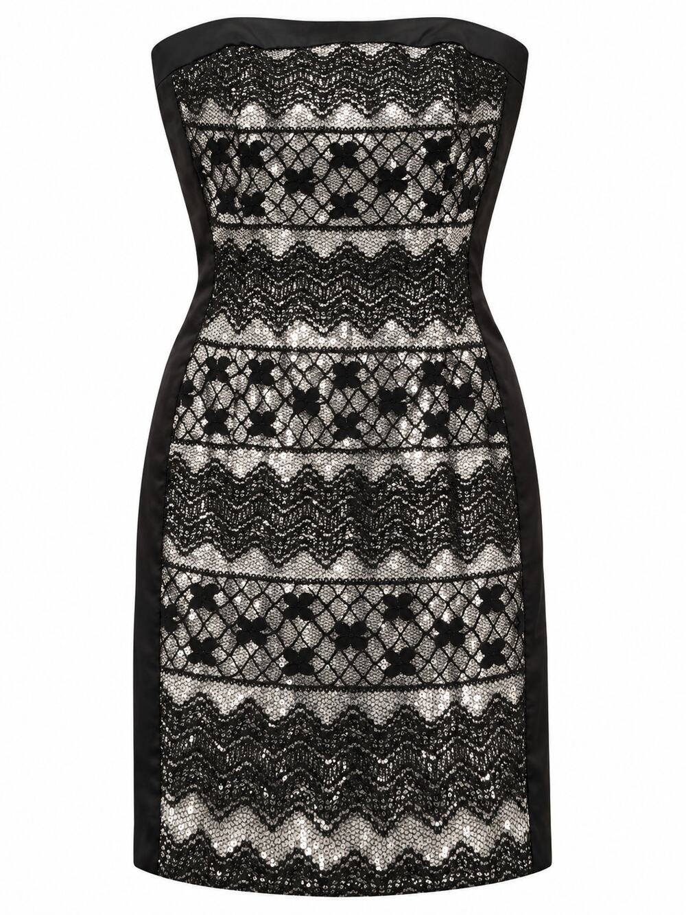 Vintage Y2K Jessica McClintock Black Silver Sequin Lace Cocktail Dress Size 8
